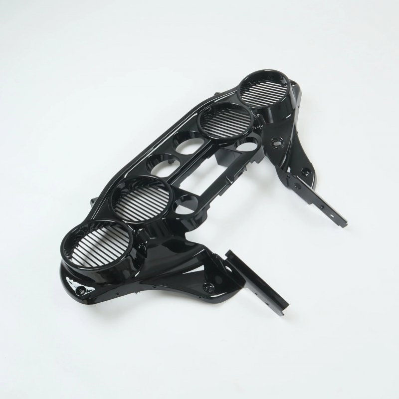 Shiny Black Double Din Radio Inner Fairing W 6.5   Speaker Quad 4 for  FLH Touring Motorcycle 2014 up  CFP-1584-174